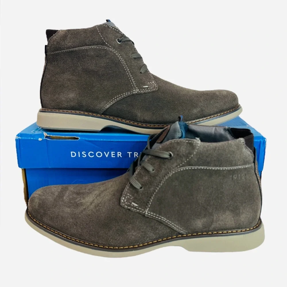 Nunn Bush Otto Plain Toe Chukka Boot Dress Shoes Gray 84987-020 Mens Size 11.5